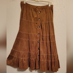 Coldwater Creek Western Tiered faux Suede brown Skirt  Women's XL